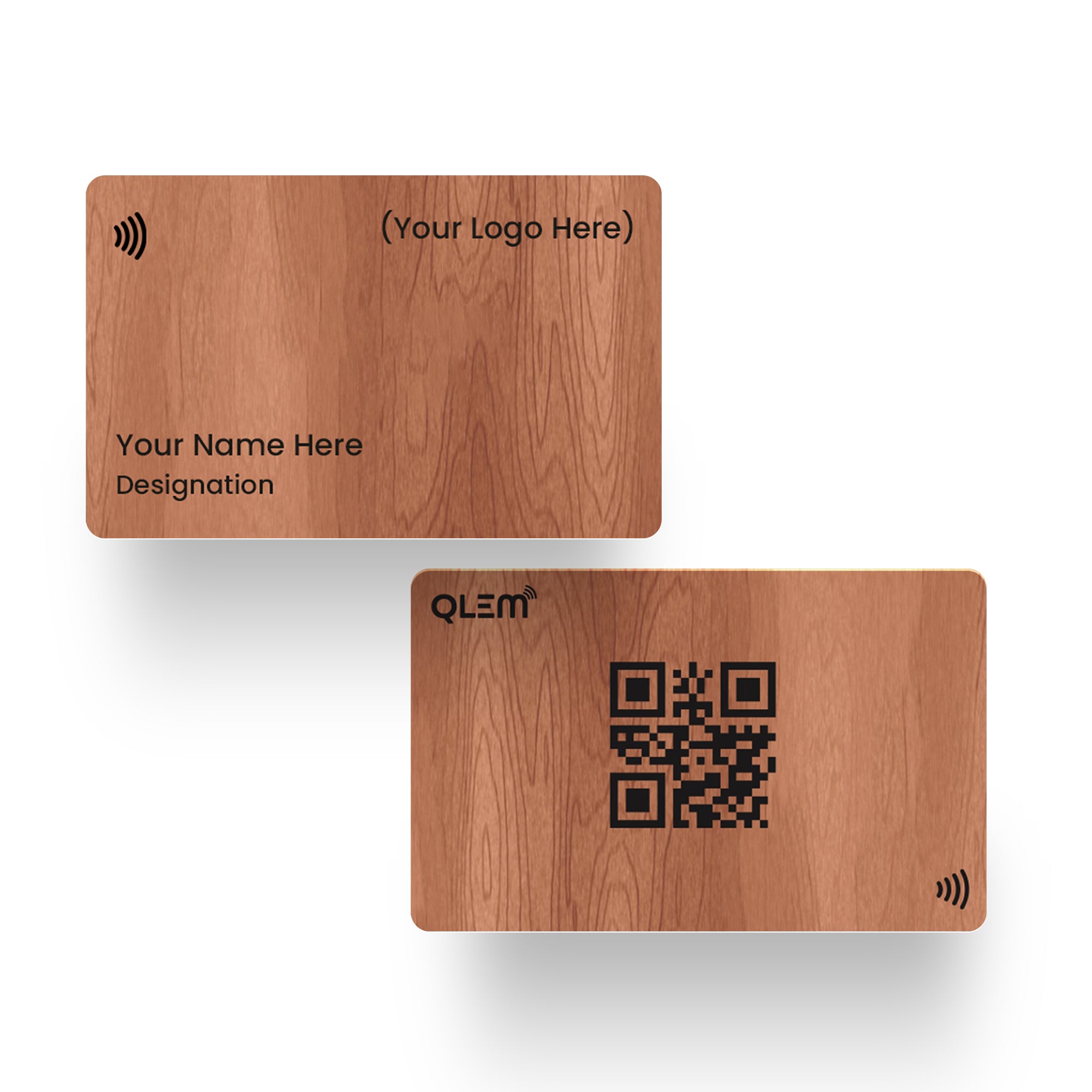QLEM NFC Smart Business Card - Wooden - Cherry (Customized)