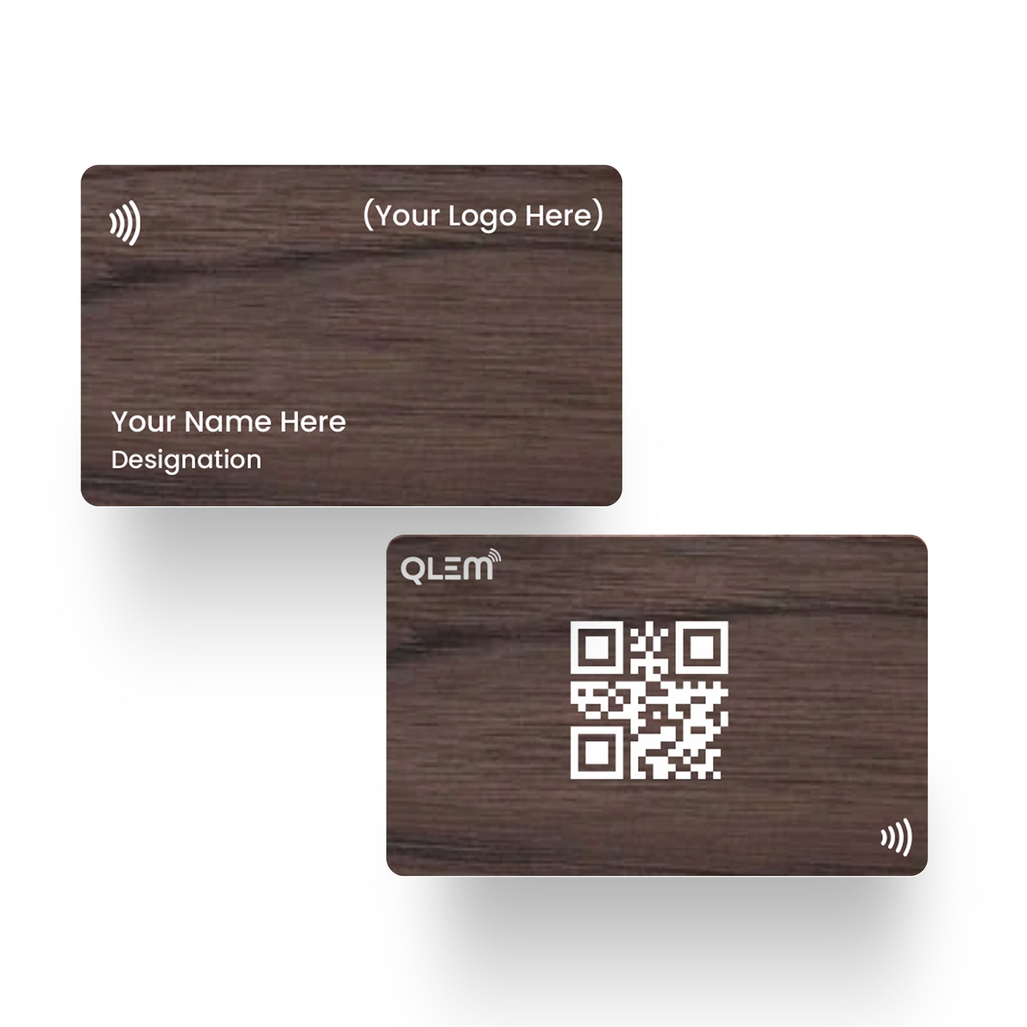QLEM NFC Smart Business Card - Wooden - Wallnut (Customized)