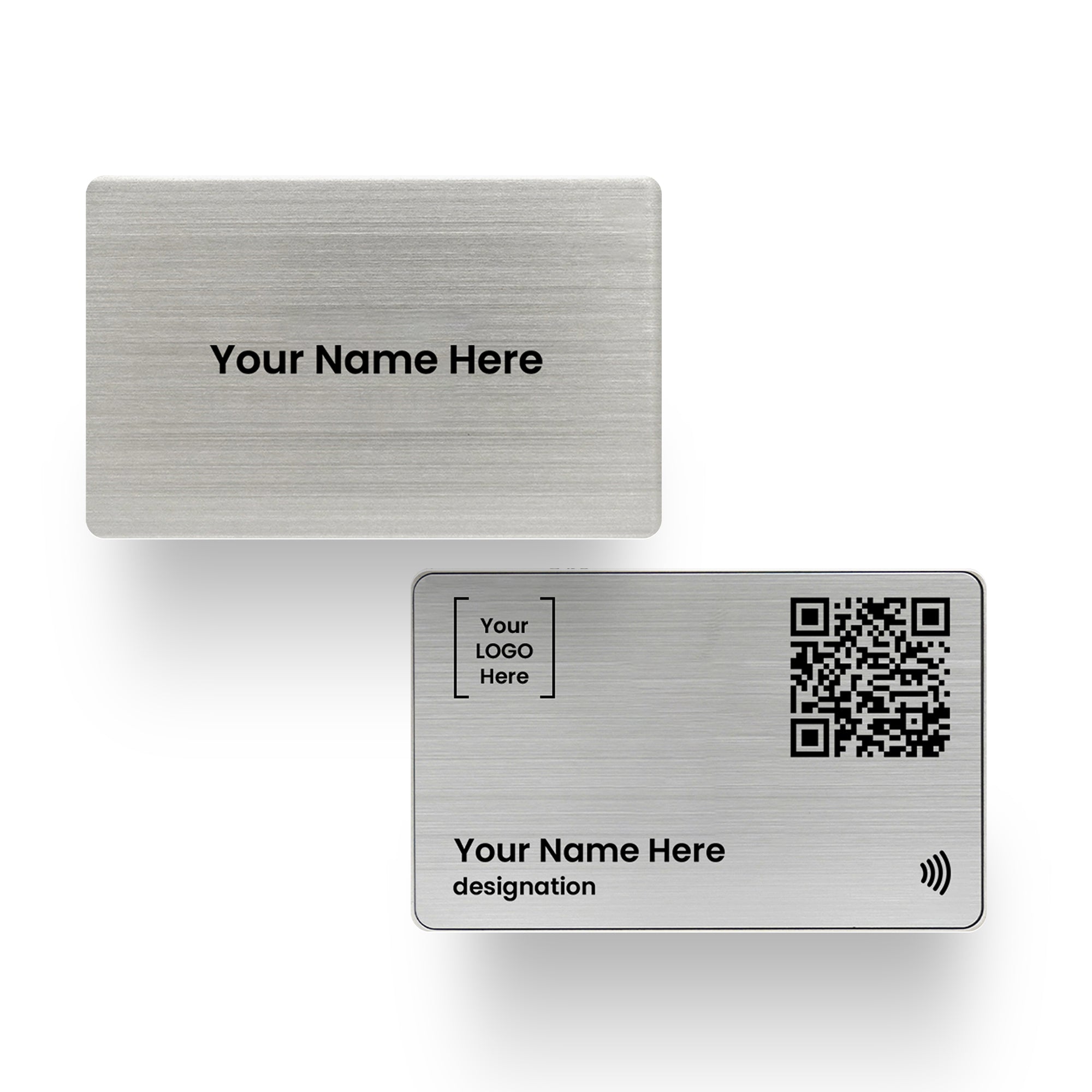 QLEM NFC Smart Business Card - Metal - Silver (Premium Customized)