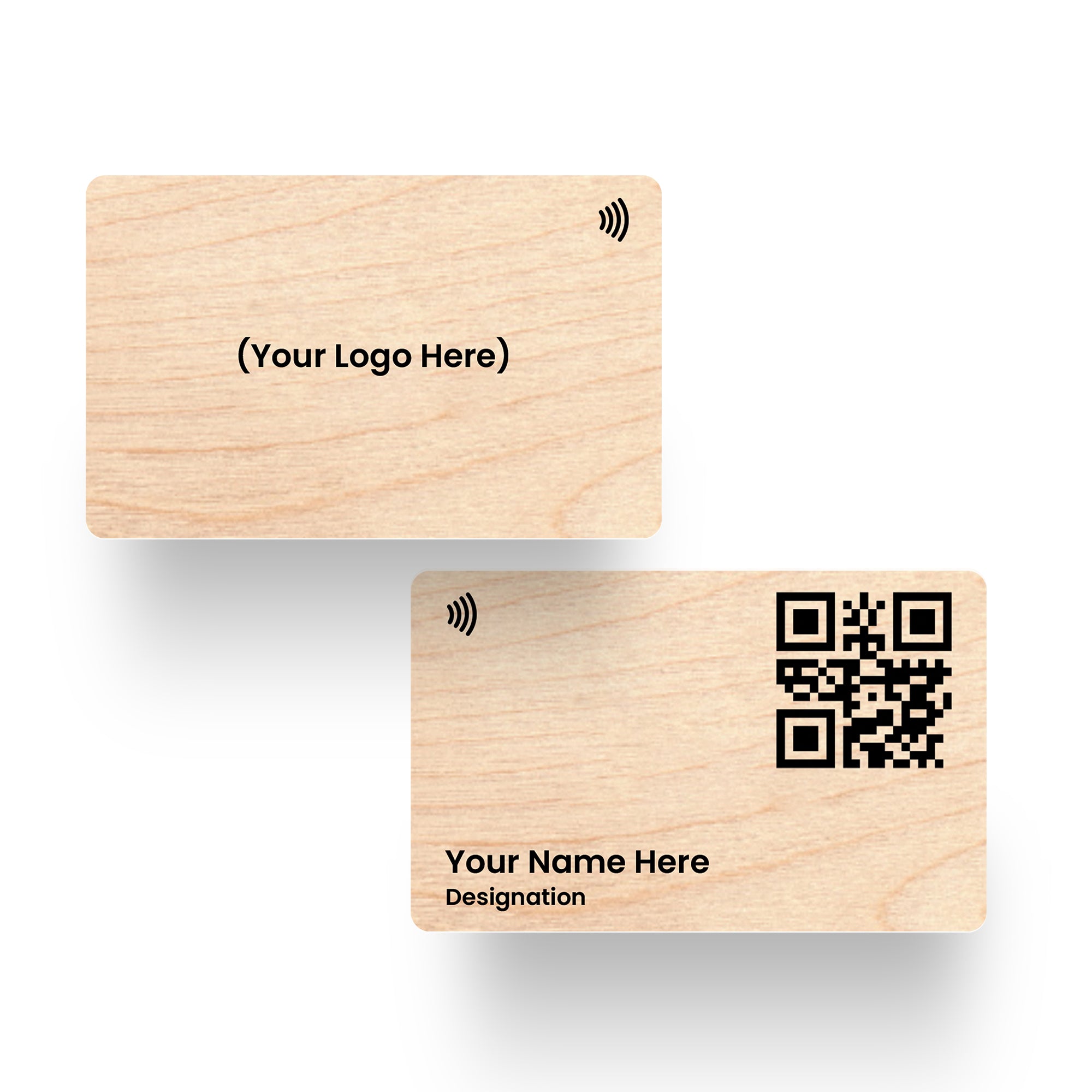QLEM NFC Smart Business Card - Wooden - Brich (Premium Customized)
