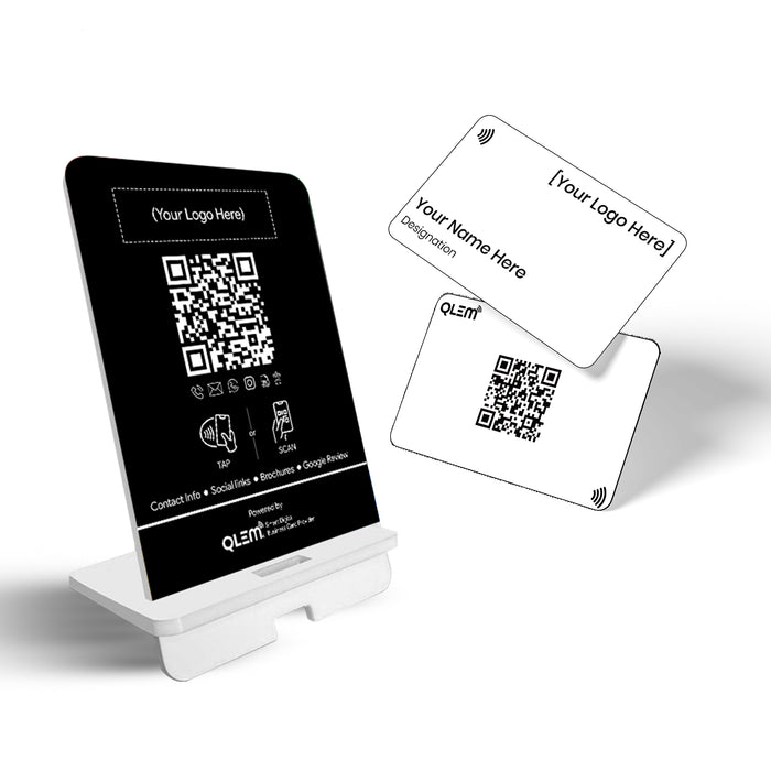QLEM NFC standee and PVC card combo