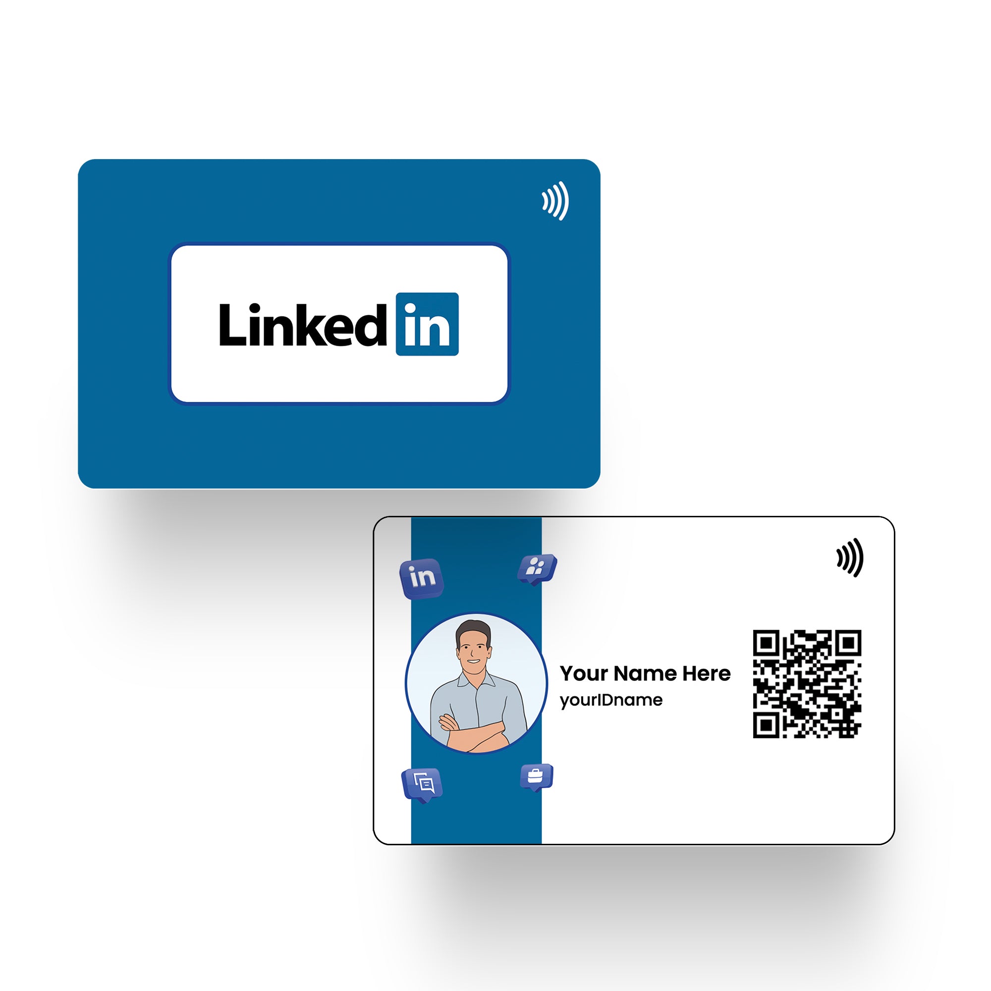 QLEM LinkedIn NFC social media card – tap to open your LinkedIn profile
