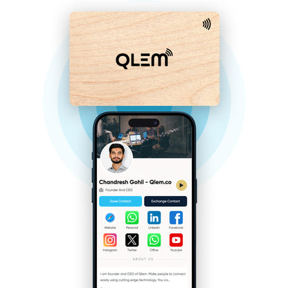 QLEM NFC Smart Business Card - Wooden