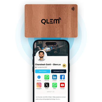 QLEM NFC Smart Business Card - Wooden