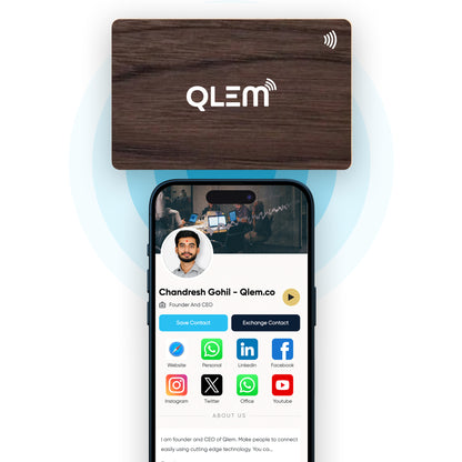 QLEM NFC Smart Business Card - Wooden