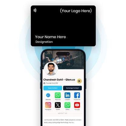 QLEM NFC Smart Business Card - PVC -Black (Customized)