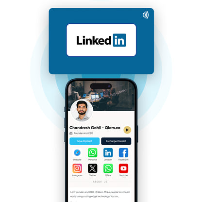 QLEM NFC Smart Card - PVC - Linkdin Social Media Card - (Customized)