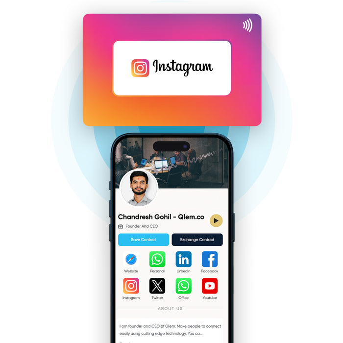 QLEM Instagram NFC social media card with QR code