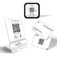 QLEM combo – NFC standee, door tag and PVC business card