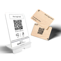 QLEM NFC standee and walnut wooden card combo – view 2