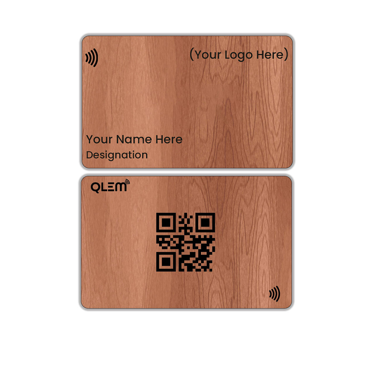 QLEM NFC Smart Business Card - Wooden - Cherry (Customized)