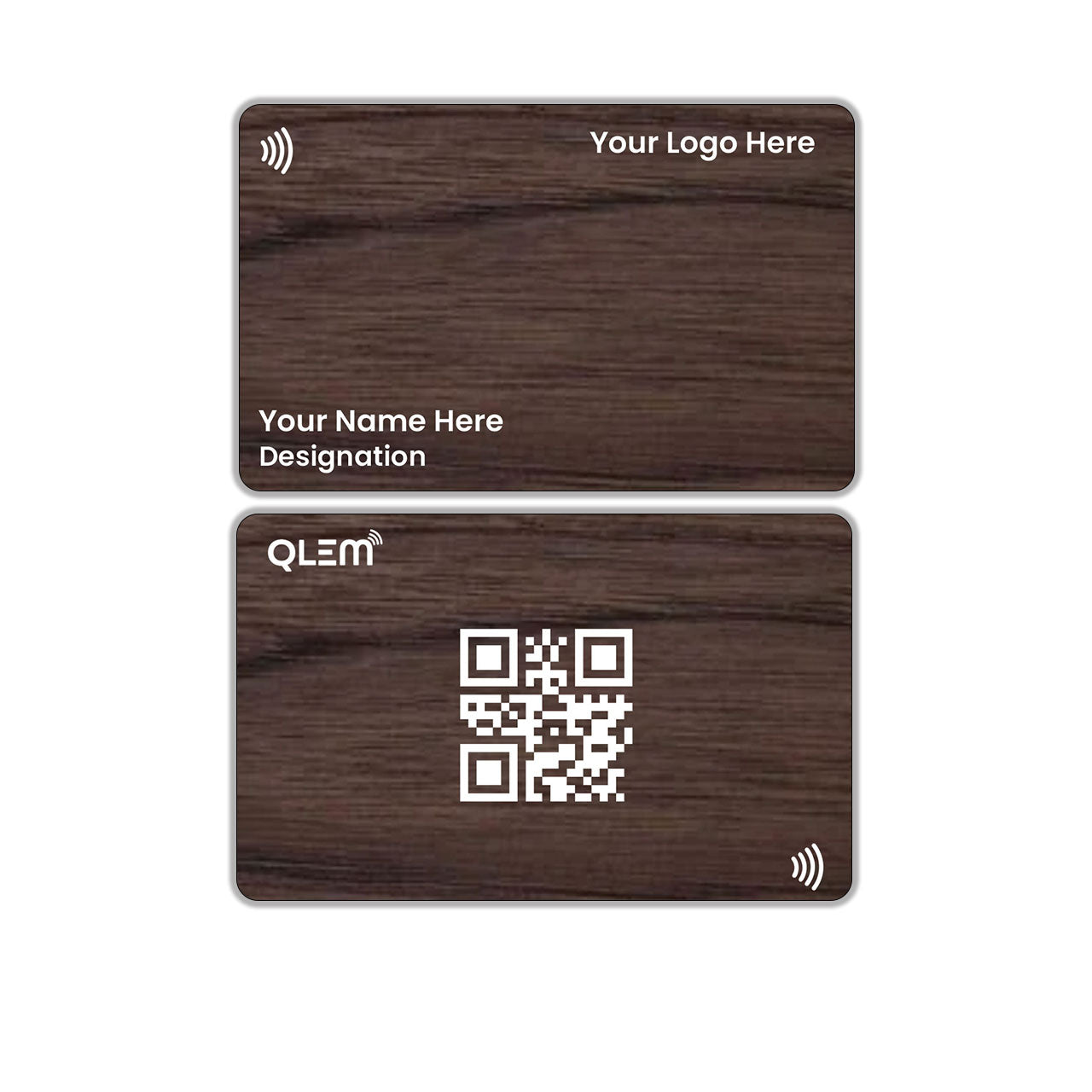 QLEM NFC Smart Business Card - Wooden - Wallnut (Customized)