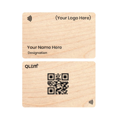 QLEM NFC Smart Business Card - Wooden - Brich (Customized)