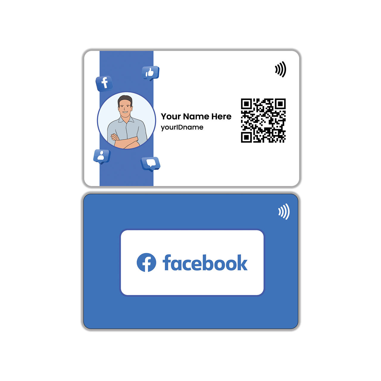 QLEM NFC Smart Card - PVC - Facebook Social Media Card - (Customized)