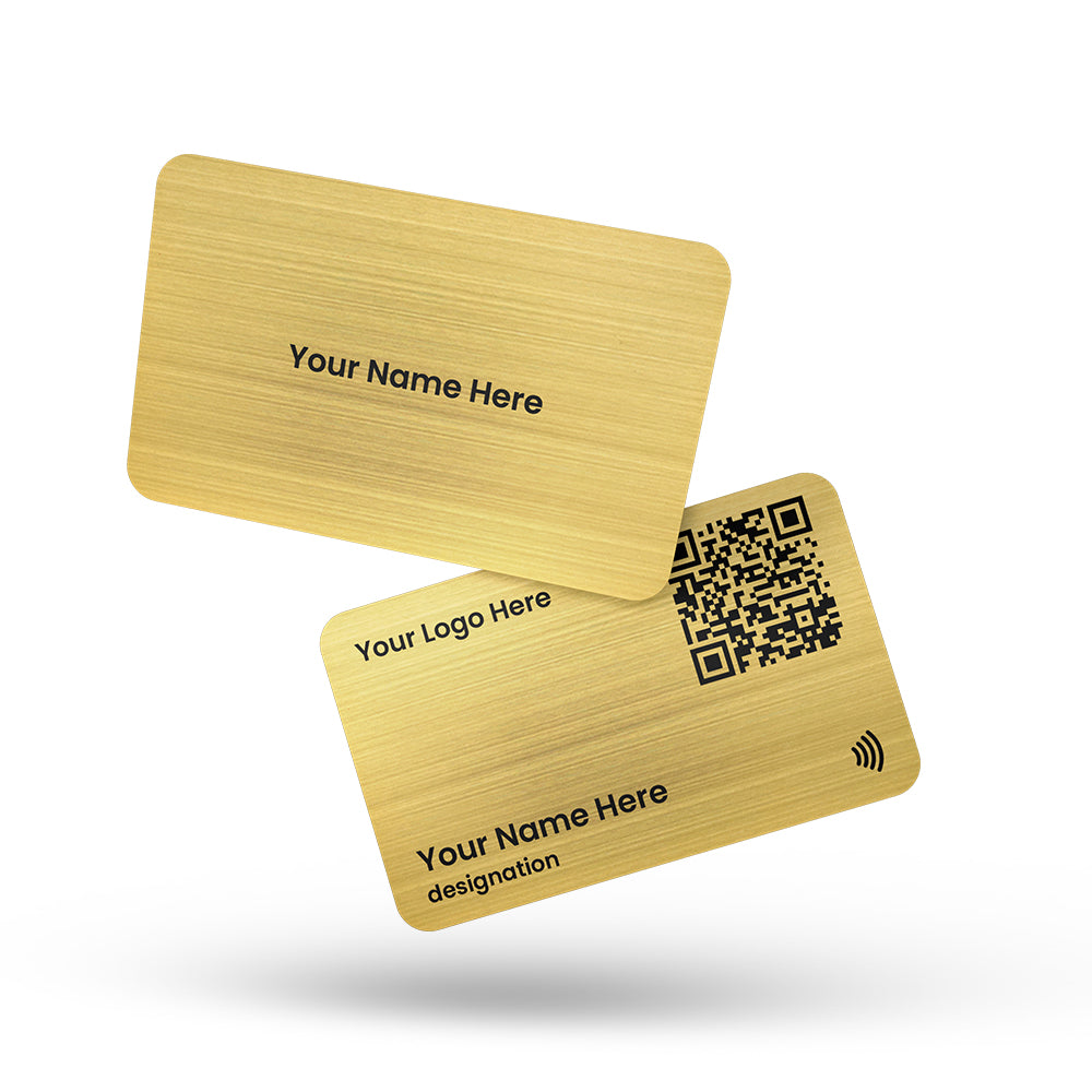 QLEM NFC Smart Business Card - Metal - Gold (Premium Customized)