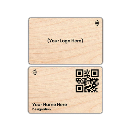 QLEM NFC Smart Business Card - Wooden - Brich (Premium Customized)