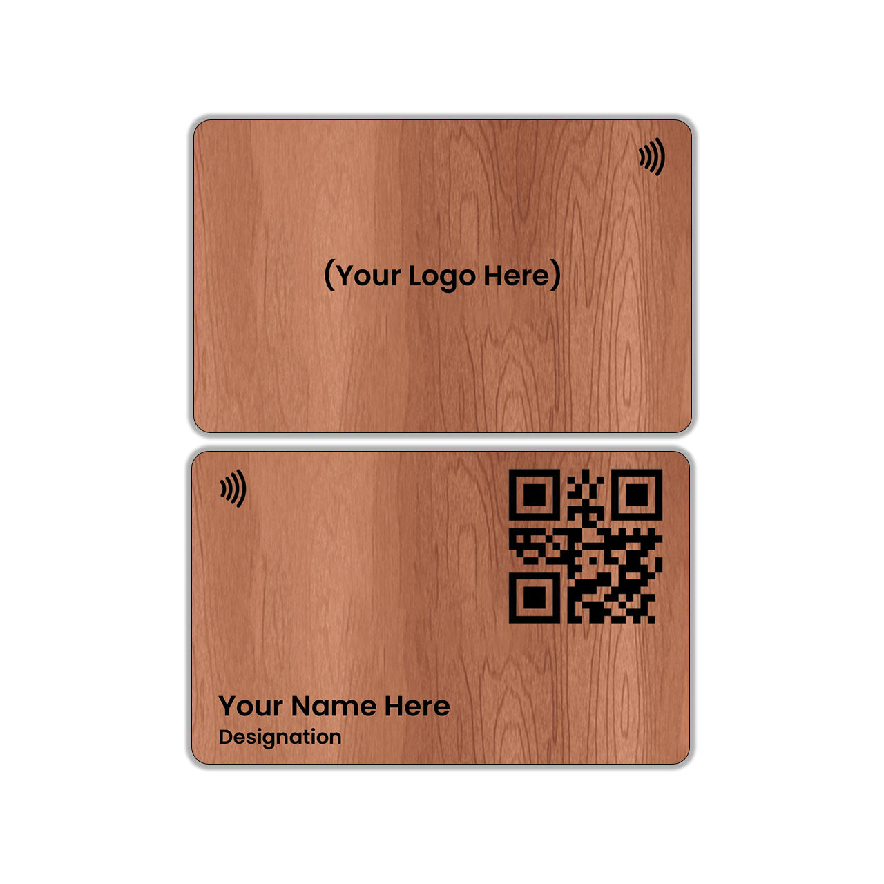 QLEM NFC Smart Business Card - Wooden - Cherry (Premium Customized)