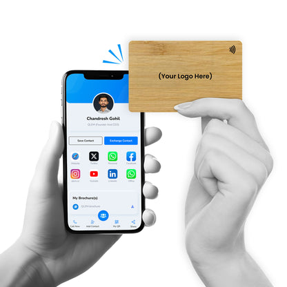 QLEM NFC Smart Business Card - Wooden - Bamboo (Premium Customized)