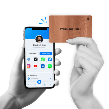 QLEM NFC Smart Business Card - Wooden - Cherry (Premium Customized)