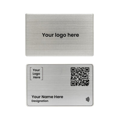 QLEM NFC Smart Business Card - Metal - Silver (Premium Customized)