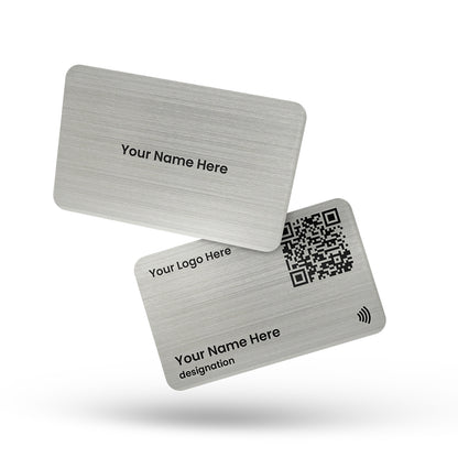 QLEM NFC Smart Business Card - Metal - Silver (Premium Customized)